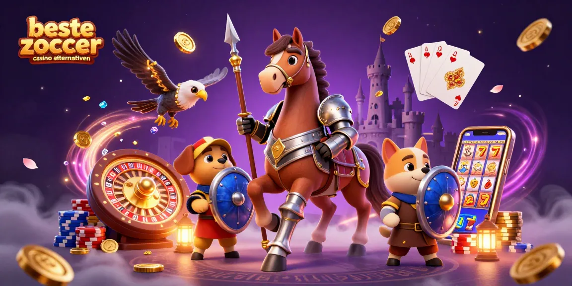 Gewinnen Sie mit besten Zoccer Casino Alternativen beim Glücksspiel, während goldene Münzen und Edelsteine im Hintergrund fliegen.
